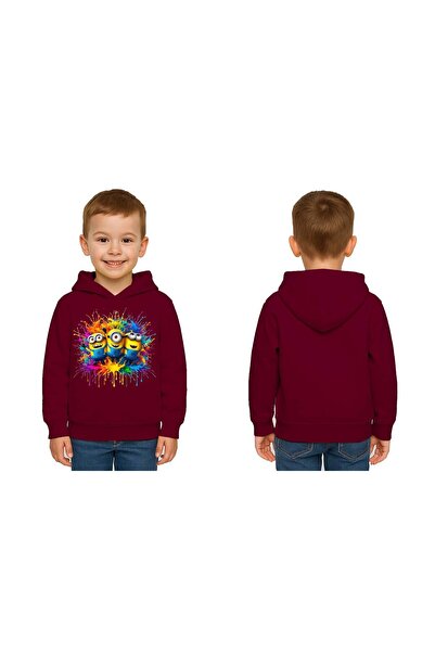 SEDİRLİ Unisex Minions Printed Children's Swaetshirt Printed Hooded 3 Thread ...
