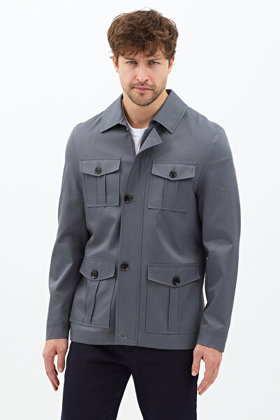 Frappoli Fred Men's Anthracite Italian Cut S Slim Fit Spring-Autumn Trench-Coat-Coat