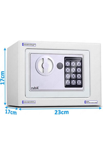 RUBIK Mini Digital Safe Box Personal Locker for Cash Money Passport Watches 2.3kg (17x23x17cm) White