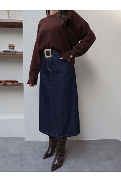 ESRAHELVACI Denim Skirt with Belted Pockets