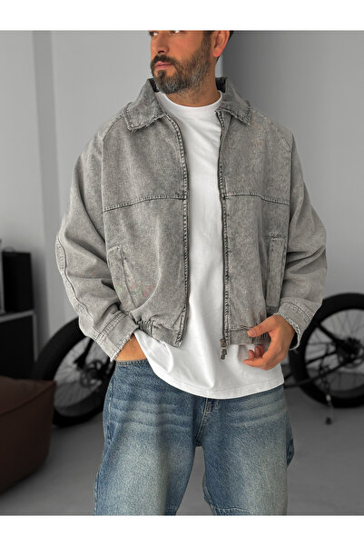 BYBASICMAN Gray Cutaway Collar Zippered Jacket Jj-141