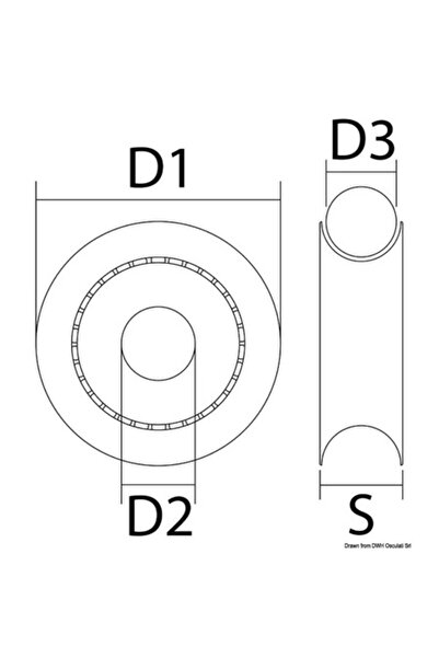 OSCULATI Roletă din aluminiu negru, diametru 28 mm, linie 4 mm, anodizare dur...