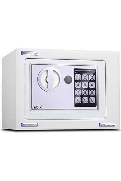RUBIK Mini Digital Safe Box Personal Locker for Cash Money Passport Watches 2.3kg (17x23x17cm) White