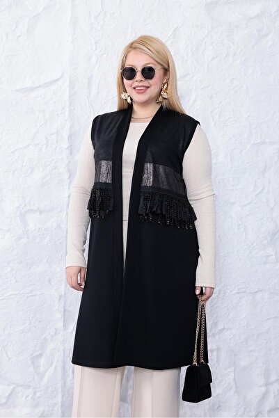 Siyezen Plus Size Tassel Detailed Vest
