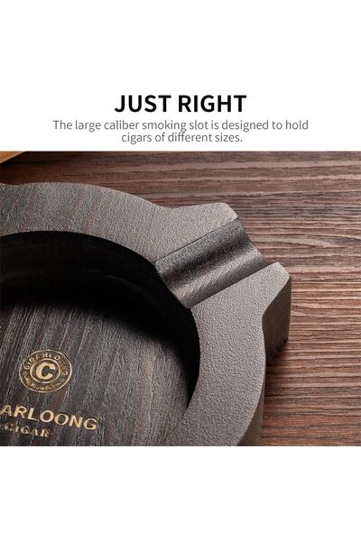 CIGARLOONG Cigar Ashtray with 4 Slot Holders Wooden Large Diameter Ash Tray for Indoor and Outdoor U