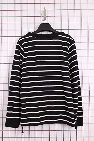 YXL COLLECTION Women's Plus Size Striped V-Neck Skirt Gathered Long Sleeve Blouse / Sweatshirt