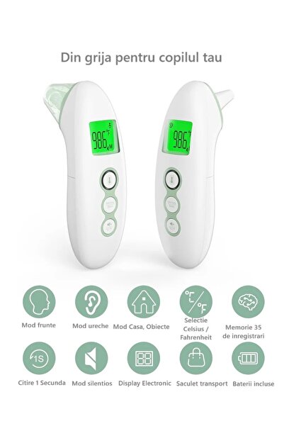 Momcozy Digital Infrared Thermometer for Forehead and Ear Non-Contact Fever Alarm –