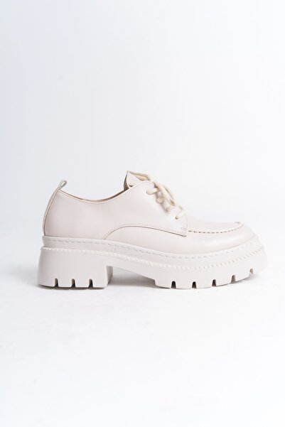 Redoxy Kadın Kalın Tabanlı Saraç Detaylı Günlük Makosen Bağcıklı Loafer Ayakkabı