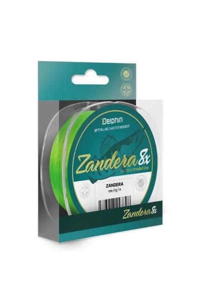 DELPHİN Fir de pescuit împletit Zandera 8, verde fluo, 150 m, 0,16 mm (pentru biban spinning)