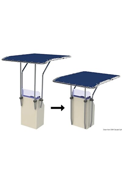 OSCULATI T-Top retractabil din aluminiu, albastru, țeavă Ø 32 mm, 1350 x 1050 mm, pentru remorci