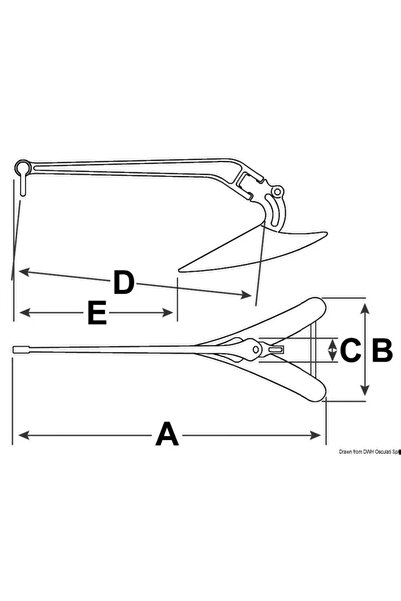 OSCULATI CQR Anchor, 34 kg (recommended 7–66 kg), Metal Frame, Lloyd's Certified