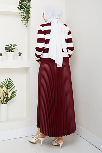 bm bessomoda fashion boutique Women's Knitwear Cardigan Pleated Skirt Set