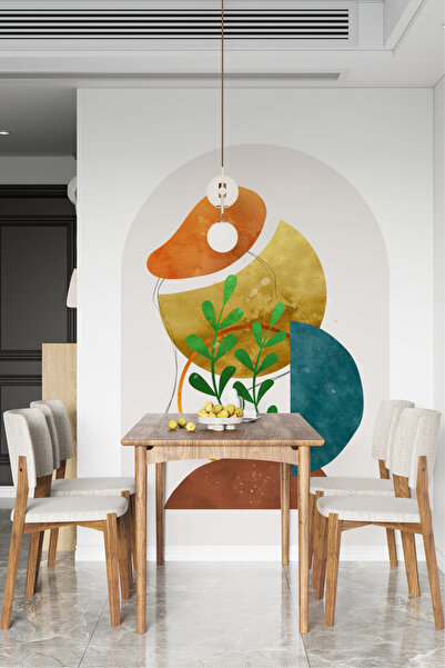 SDİGİTAL Soyut Bitki Desenli Bohem Duvar Sticker | Kendinden Yapışkanlı Mat F...