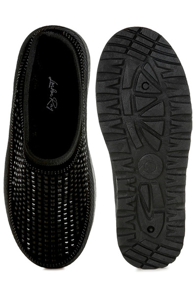 london Rag Women Black Rhinestones Embellished Platform Classic Slip-On