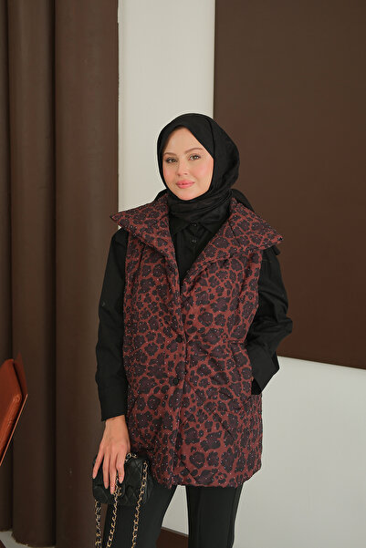 LOCCO Women's Stone Detail Vest Brown