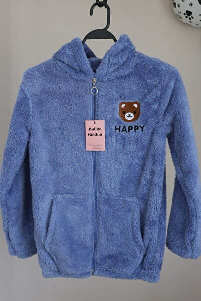 Malika Golden Kız Çocuk Peluş Polar Hırka Kapşonlu Fermuarlı Cepli ( 3 renk )...