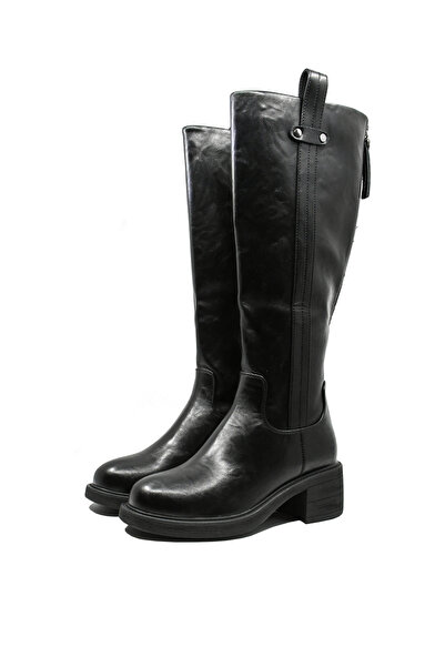 PASS Collection Women's Tall Riding Boots Black Leather