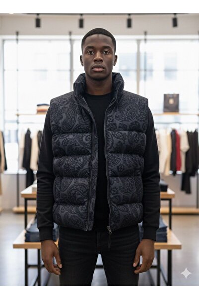 CAST COLLECTİON Vestă gonflabilă cu model negru pentru bărbați