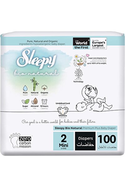 Sleepy Bio Natural Premium Size 2 Diapers, 100 Count, 3-6Kg