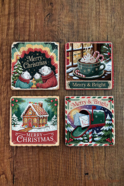 Begoloni Stone Decor Natural Stone Coasters - Vintage Christmast Printed 10X1...