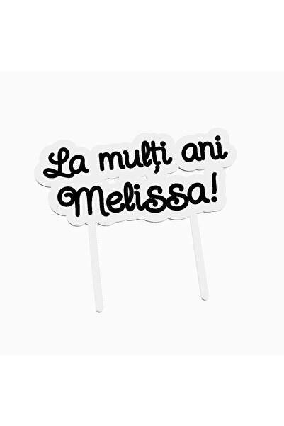 OEM Cake topper for birthday cake, with the text Happy Birthday Melissa