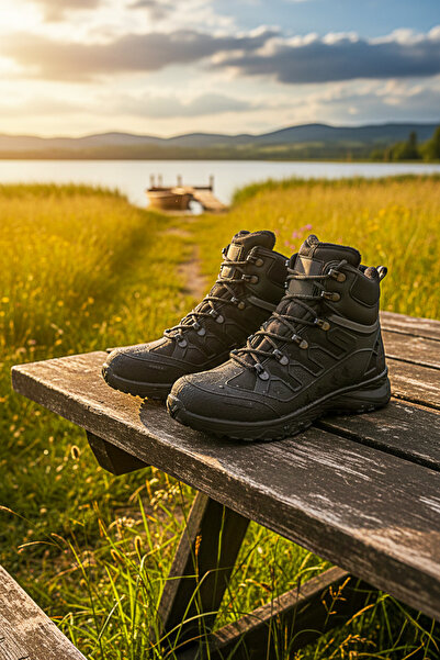 Deri De Luxe Black Smoked Waterproof Men's Trekking Boots