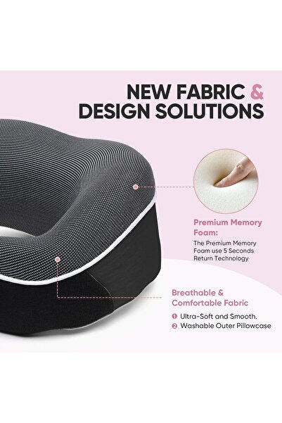 Pillowcase Amitofo Travel Pillow, Premium Memory Foam Neck Pillow (Dark Grey)