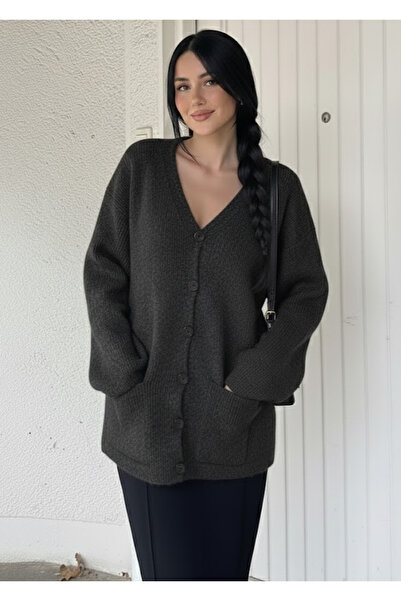 My Blog Anthracite Double Pocket Thessaloniki Cardigan - 04622