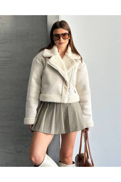 ZF BUTİK Plush Croquette Suede Coat with Zf Inside