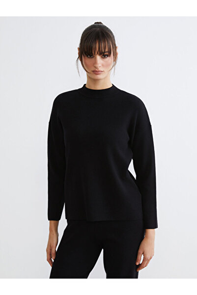 LC Waikiki Pulover tricotat pentru femei LCW Vision, negru, cu jumătate de gât