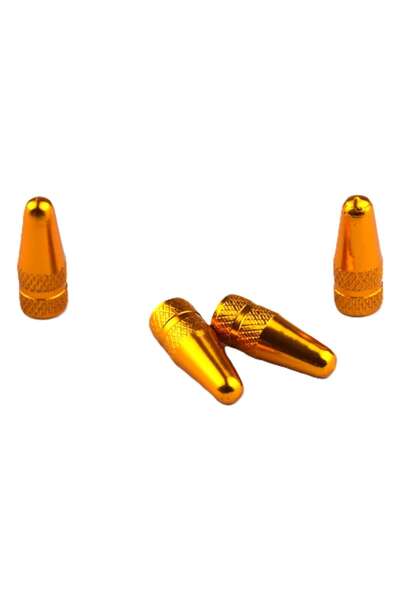 SEM Set of 4 Tubeless Presta Valve Caps, SEM, Aluminum, Orange