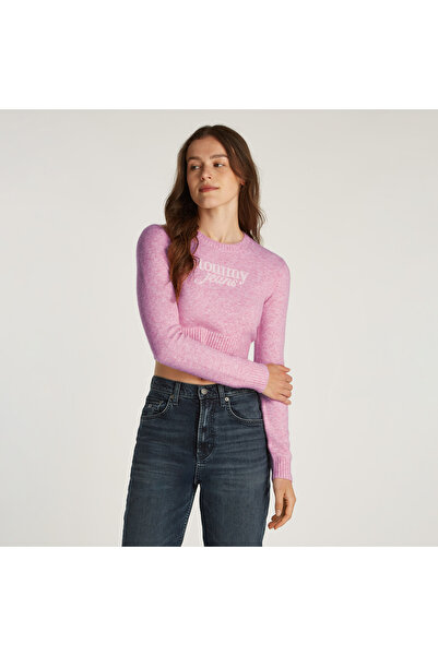 Tommy Hilfiger Tommy Jeans Crp Script Ext Kadın Pembe Kazak