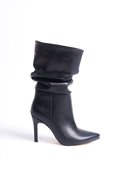 Redoxy Women's Special Design Gusseted Boots Pointed Toe Pull Thin High Heel Boots