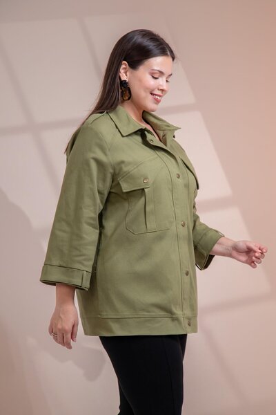 Roxxlen 1212090 Дамско яке с качулка и цип отстрани, размер плюс, камел