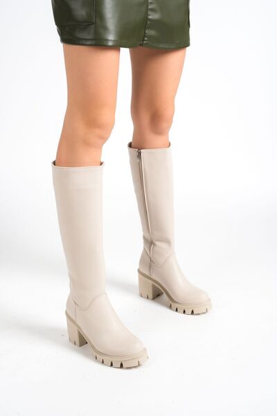 Redoxy Women's Low Platform Heeled Stylish Serrated Sole Waterproof Boots