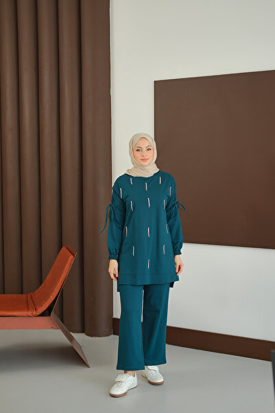 LOCCO Women's Stone Detail Suit Petrol Blue