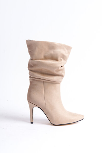 Redoxy Women's Special Design Gusseted Boots Pointed Toe Pull Thin High Heel Boots