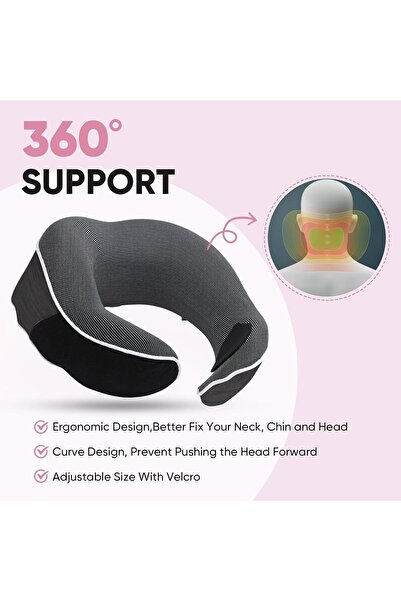 Pillowcase Amitofo Travel Pillow, Premium Memory Foam Neck Pillow (Dark Grey)