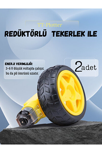 Arduino 2 Adet TT Motor + 2 Adet Tekerlek Seti – ve Robotik Projeler için DIY