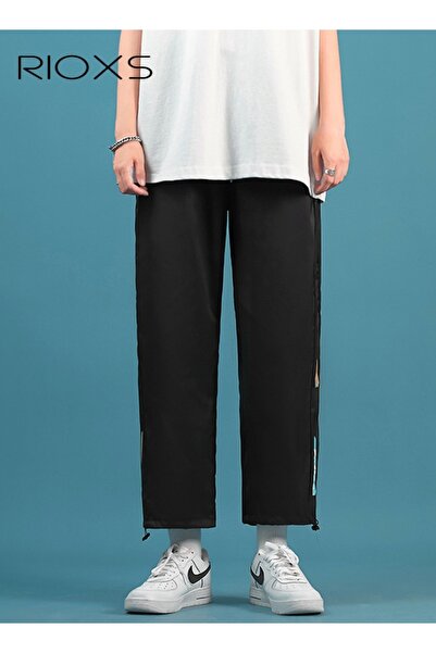 RIOXS Men's Straight Wide Leg Sweatpants, Loose Fit Letter Printed Sports Pan...