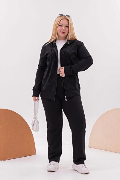 Siyezen Large Size Black Sparkling Stone Printed Sets