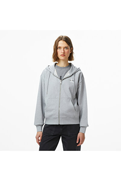 Calvin Klein Monologo Kadın Gri Sweatshirt