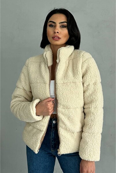 ZF BUTİK Plush Embossed Teddy Women's Inflatable Coat