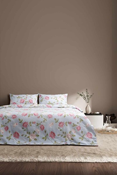 Menderes Home Cotton Collection Winter Flannel Double Duvet Cover Set Rose