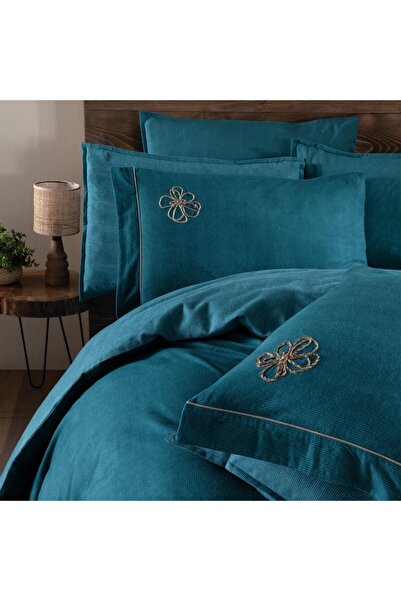Sarev Ederlezi Twin Size 100% Cotton Flannel Duvet Cover Set Turquoise