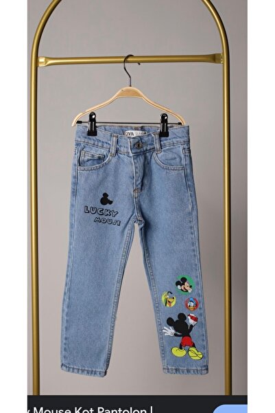KAYAKİDS Kot pantolon çocuk kot pantolon Mickey mouse pantolon
