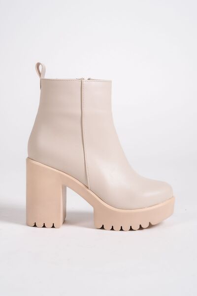 Redoxy Women's High Platform Heel Sanded Textured Sole Stylish Zippered Waterproof Boots