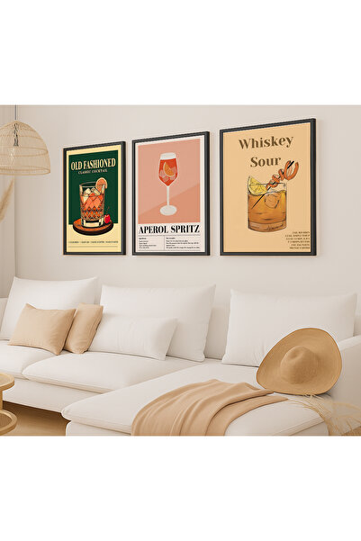 VOBA STORE 3 Piece Cocktail Concept Frame Looking Mdf Table Set 97-1 Black