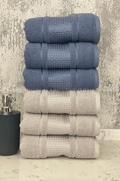 Özdilek Blossom ručnik za ruke i lice, 6 komada - indigo-siva