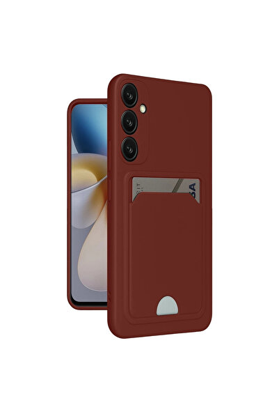 eco port حافظة سامسونج جالاكسي A55 5G من السيليكون مع حامل بطاقات كيلفن - أحمر داكن